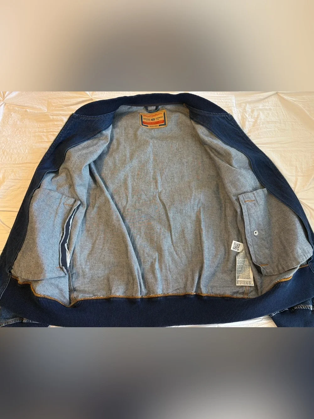 Diesel D-Vinz-S Denim Bomber Jacket Indigo Blue Men’s Size XL